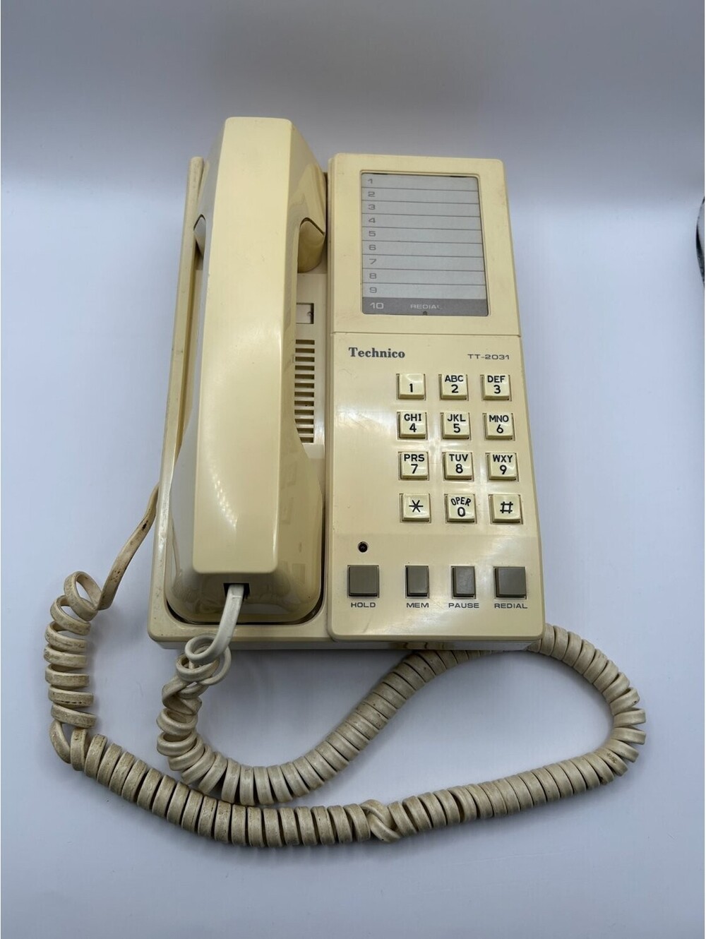 Technico TT-2031 Corded Telephone Beige 2031 1980s Memory Dialing